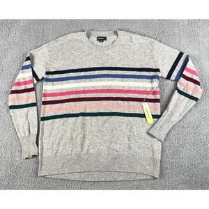 Summersalt Women's M Gray The Coziest Cashmere Blend Striped Crewneck Sweater